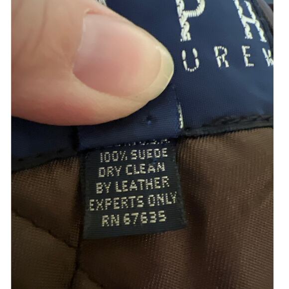 SOLD SOLD Ralph Lauren Chocolate Brown Cropped 100% Suede Leather Jacket Size - Picture 7 of 7